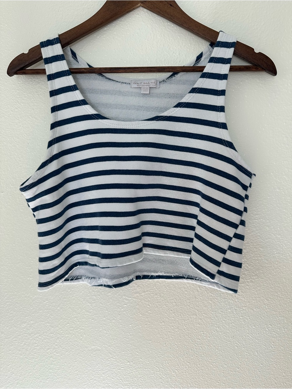 Striped Navy and White Cropped Tank Top Don’t Ask Why from American Eagle